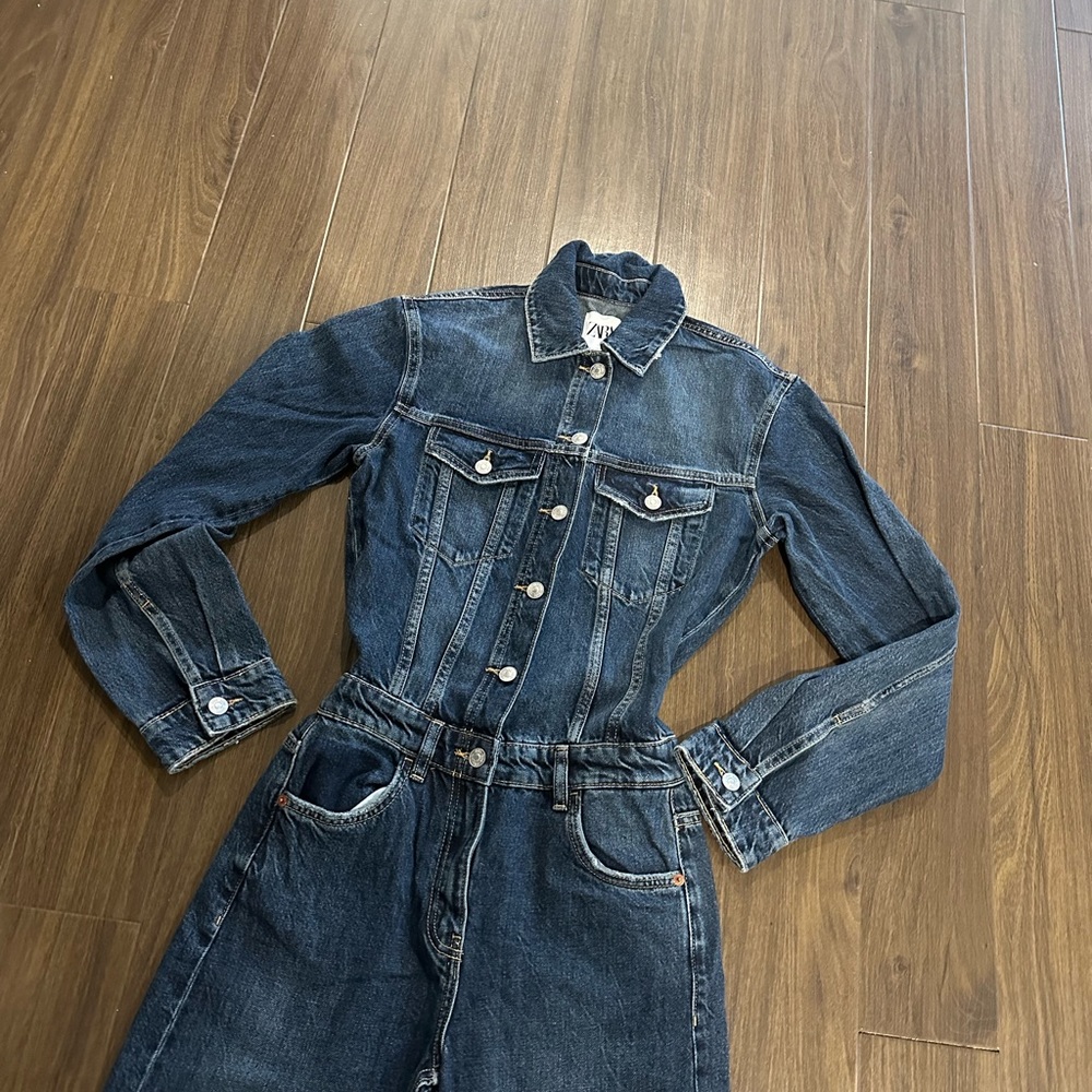 Zara denim dark wash jumpsuit. New with tags,not worn. - Picture 4 of 7